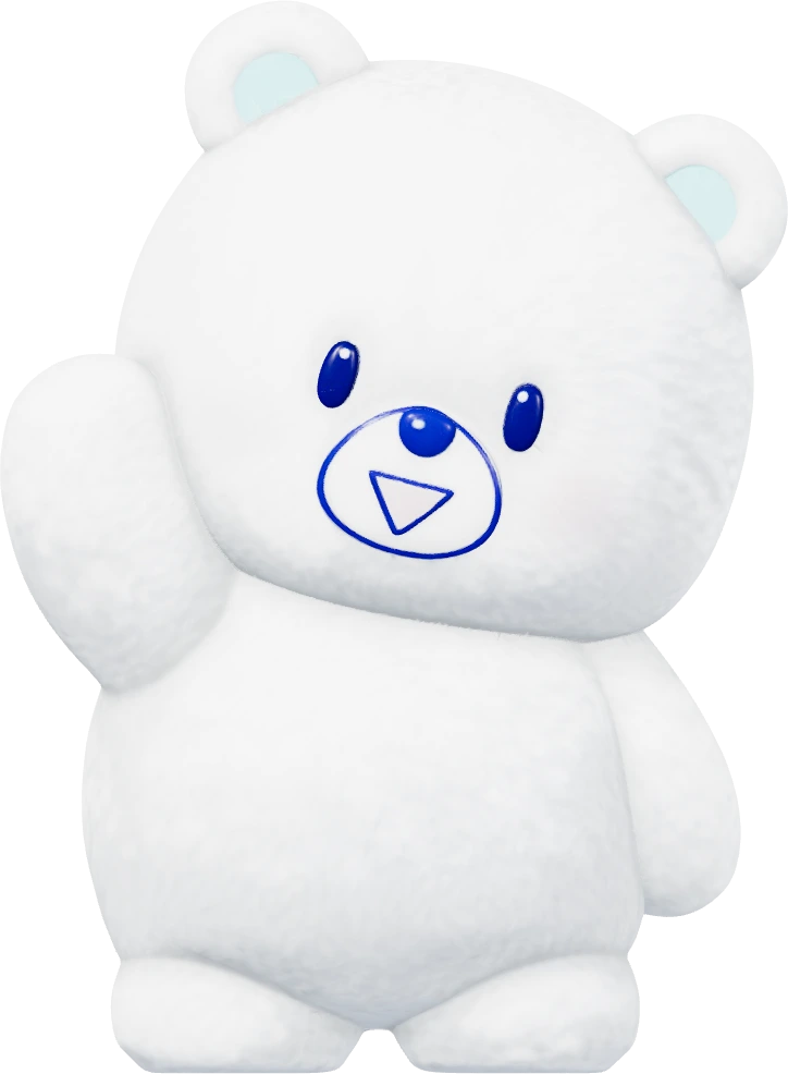 White snowflake bear with turquoise ears